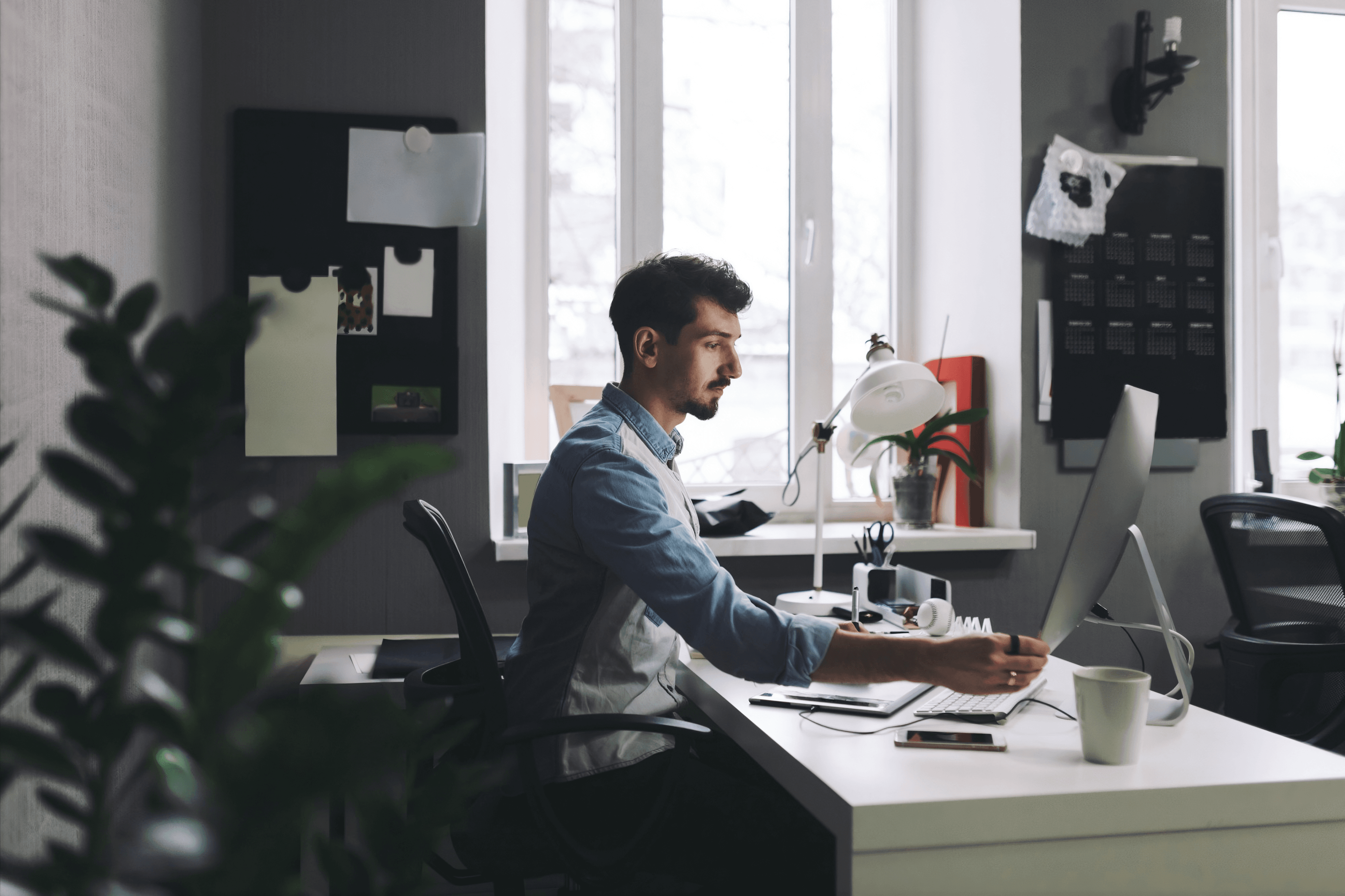 Employee onboarding at a desk