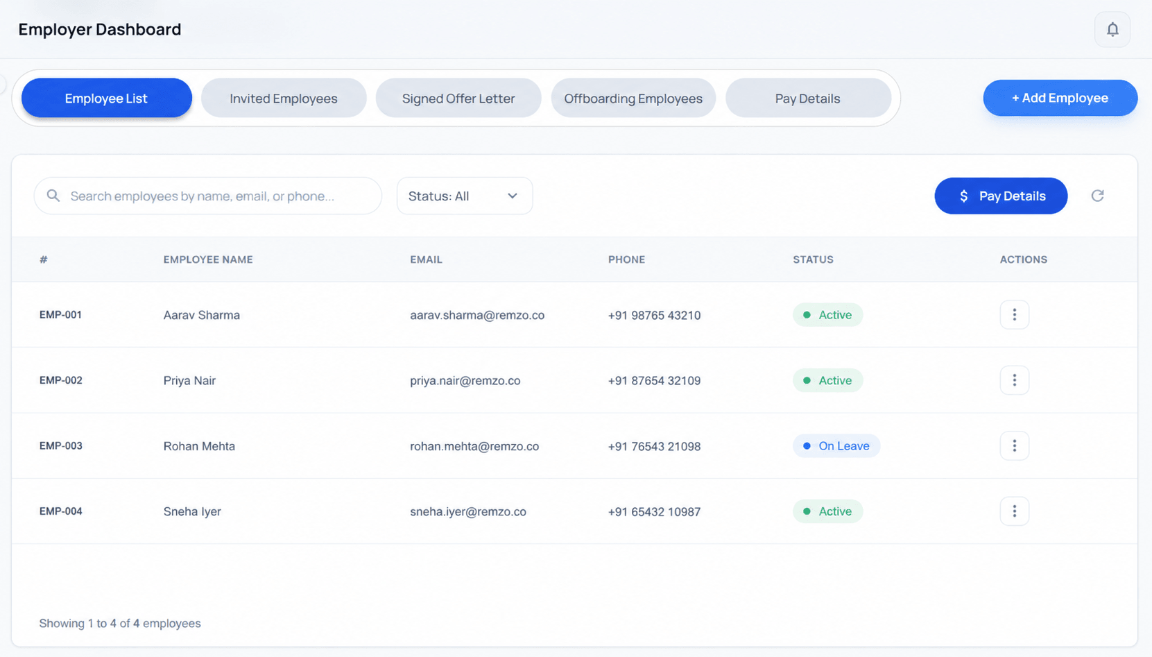 Employer dashboard preview